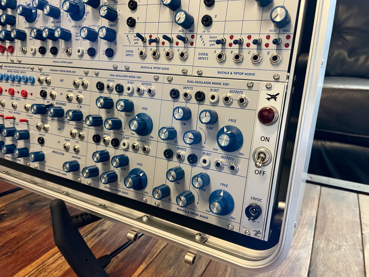 Buchla Tiptop 200t series with BPNYC ZERO Halliburton Eurorack Modular Travel Case NOS SILVER 122hp 9U